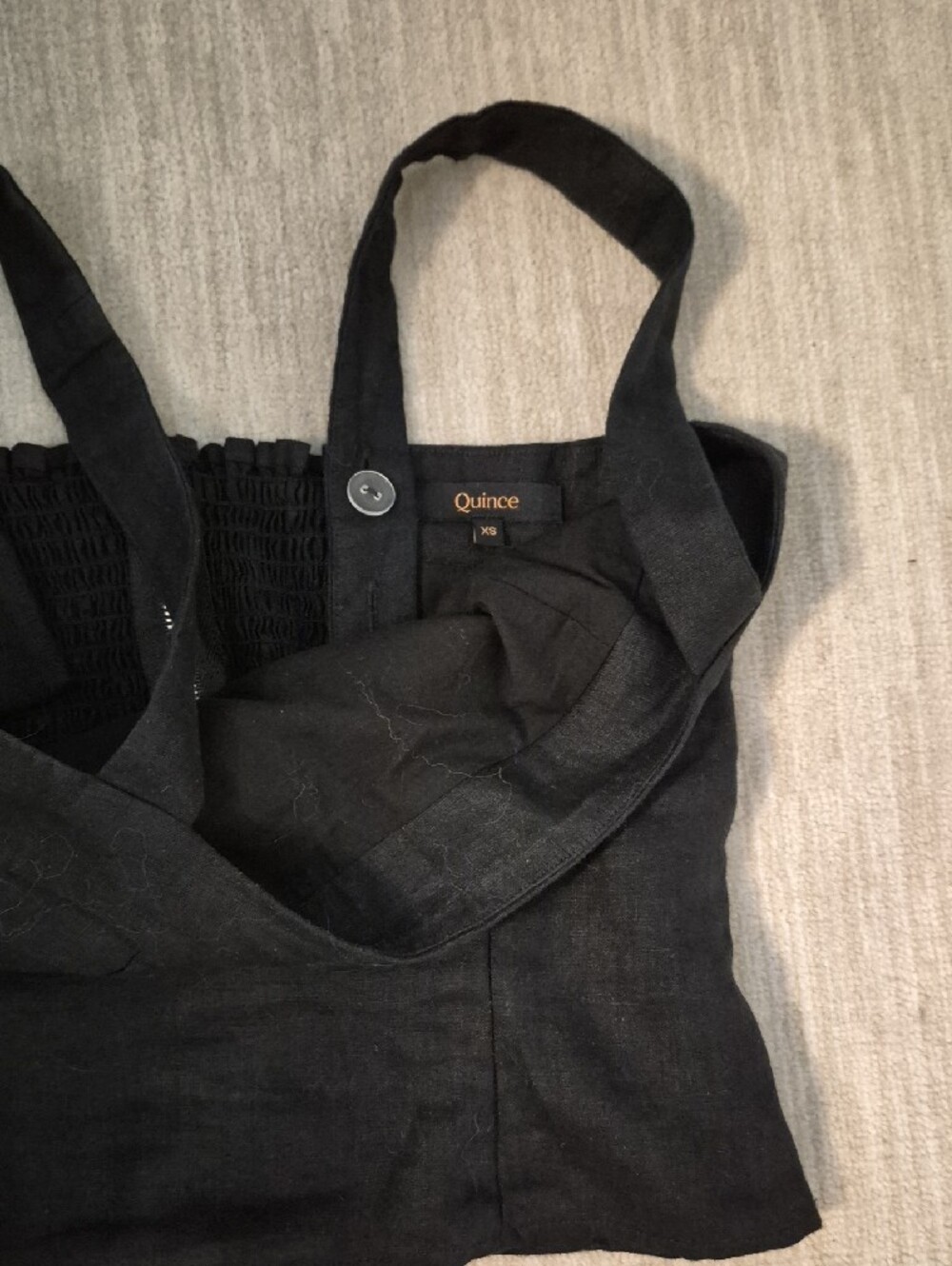 Quince Black Square-Neck Linen Fitted Tank - Picture 2 of 5